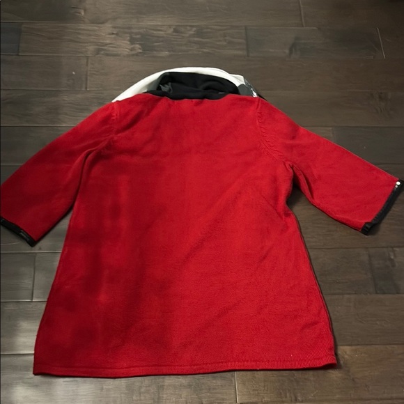 Style & co Red Sweater dress with removal Black and White Scarf, size 2x - Picture 7 of 9